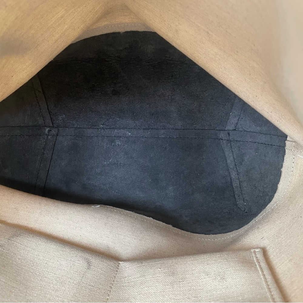 Mansur Gavriel Large Crossbody Bucket Bag in Canvas and Black Trim Gold - Picture 9 of 16